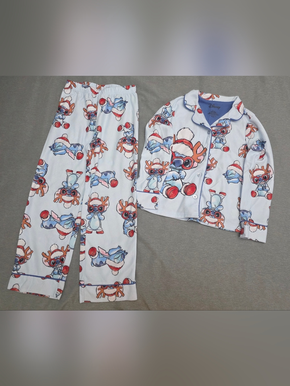 Disney Kids Light Blue Stitch & Friends Reindeer Pajama Set